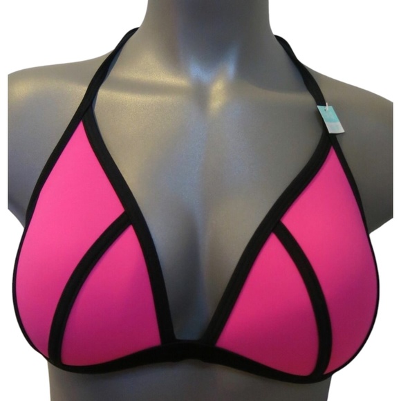 Victoria's Secret PINK Sassy Berry Pink Push-Up Triangle Swim Top L - Picture 1 of 2
